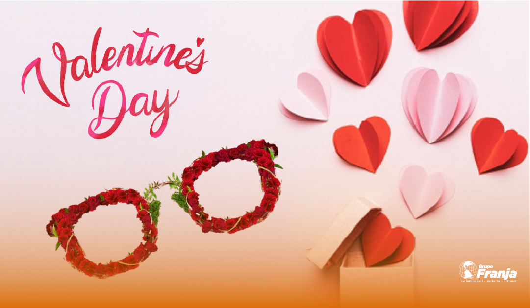 Decoración de la óptica en amor y amistad